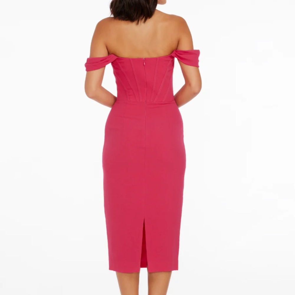 Dress the Population Vickie Bodycon Midi Dress Drape Off-the-shoulder Size S - Picture 3 of 16